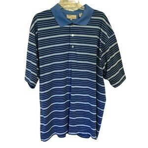 Ease Men's 3-Button Short Sleeve Striped Polo Golf Shirt Size XXL Blue White